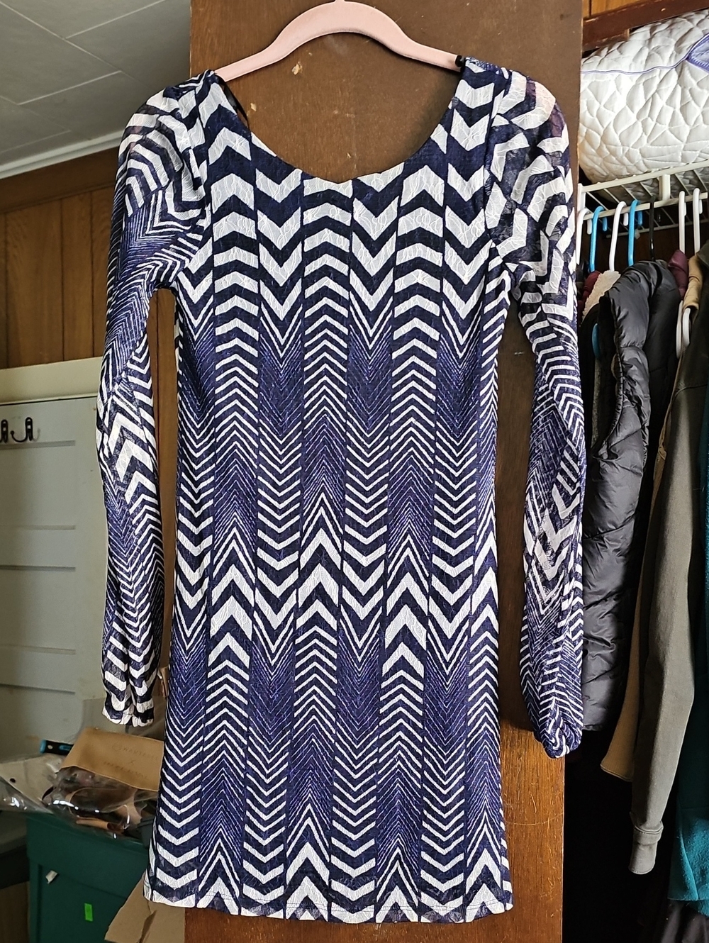 Chevron Long-Sleeve Dress